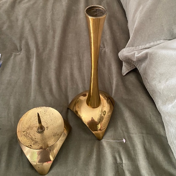 Brass Candle Holders pillar and taper. Made in Japan OSK - Picture 1 of 8